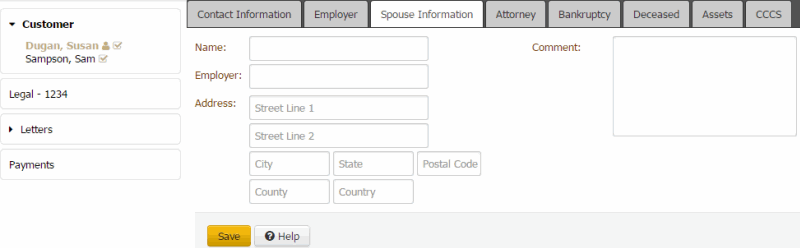 Spouse Information tab