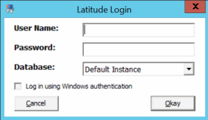 Latitude Login dialog box