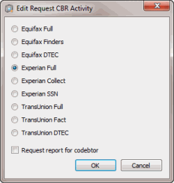 Edit Request CBR Activity dialog box