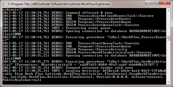 Latitude WorkFlow Engine running from the command line