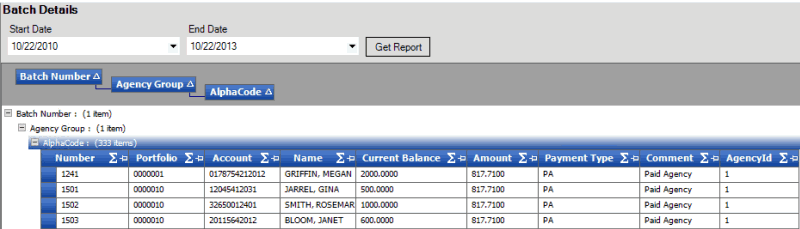 Batch Details report