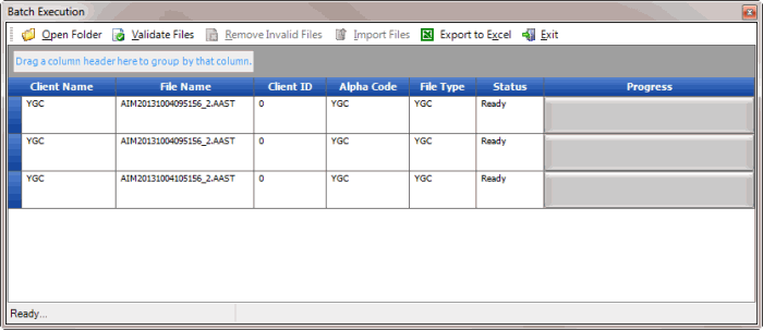 Batch Execution window