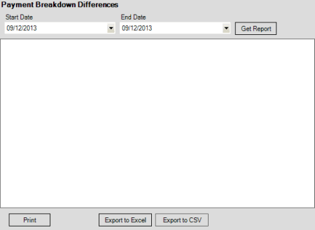 Payment Breakdown Differences pane