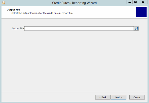 Credit Bureau Reporting Wizard - Output File page Credit Bureau Reporting Wizard - Output File page