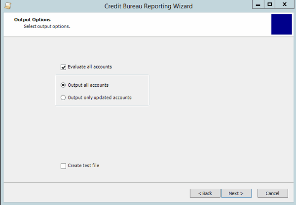 Output Options page Output Options page
