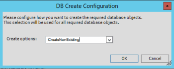 DB Create Configuration dialog box