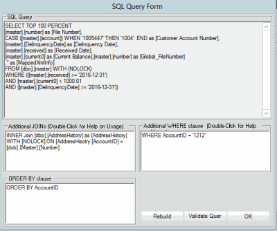 SQL Query Form dialog box
