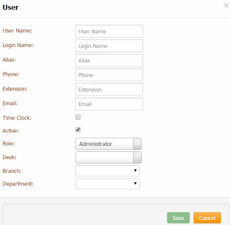 User dialog box