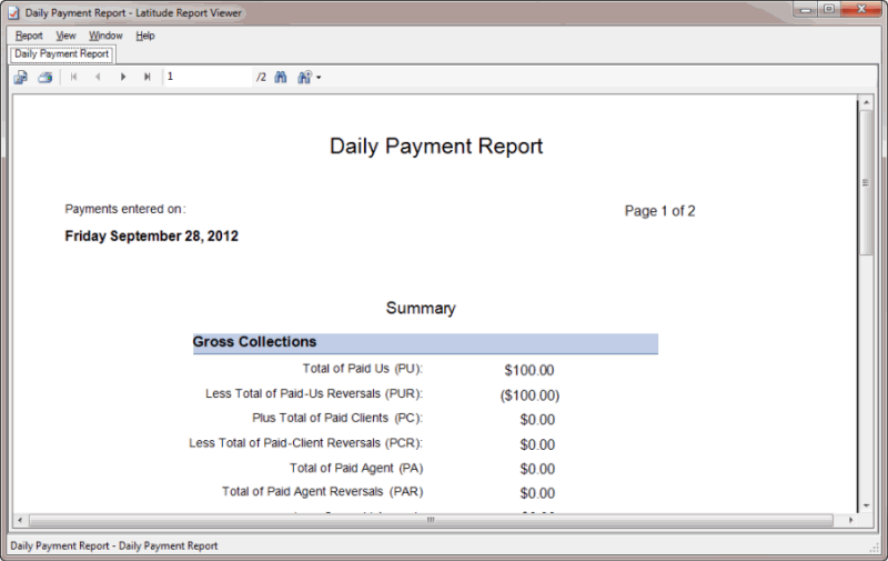 Daily Payment Report