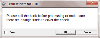 Promise Note dialog box
