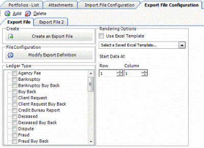 Export File Configuration tab Export File Configuration tab