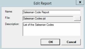 Edit Report dialog box Edit Report dialog box