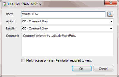 Edit Enter Note Activity dialog box