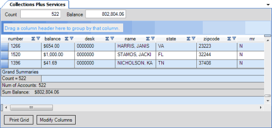 Data grid - summarize data