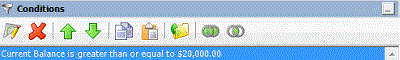 Query Designer Report Form window - Conditions pane