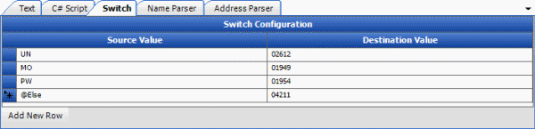 Define Destination Field Value dialog box - Switch tab