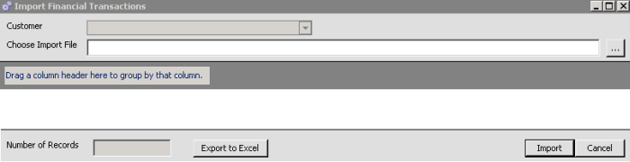 Import Financial Transactions dialog box