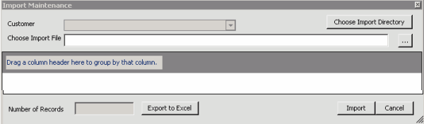 Import Maintenance dialog box