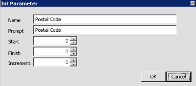 Int Parameter dialog box