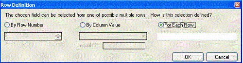 Row Definition dialog box