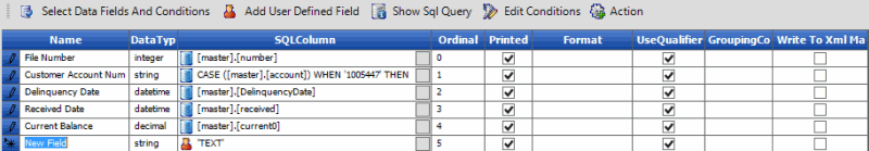 User-defined row