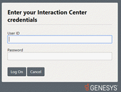 Interaction Center Credentials dialog box