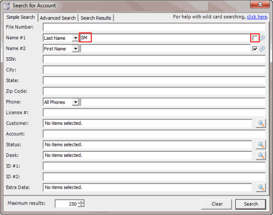 Wildcard Search example Wildcard Search example