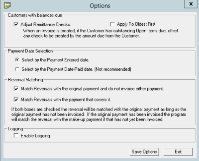 Options dialog box Options dialog box