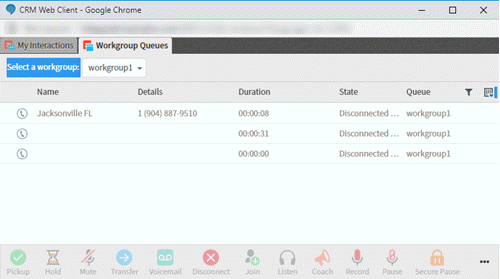 CRM Web Client - Workgroup Queues tab
