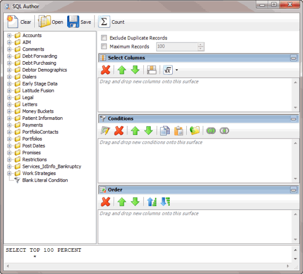 SQL Author window