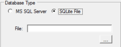 Secure CC Storage Configurator window - Database Type section