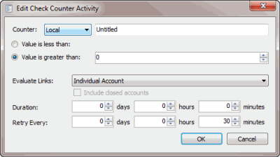 Edit Check Counter Activity dialog box