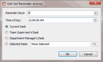 Edit Set Reminder Activity dialog box
