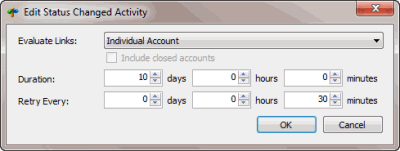 Edit Status Changed Activity dialog box