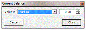 Current Balance dialog box