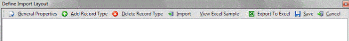Define Import Layout window