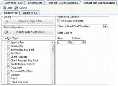 Export File Configuration tab