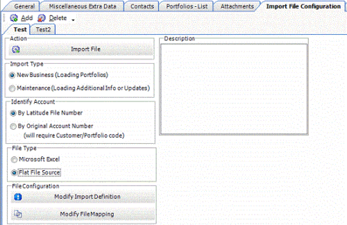 Import File Configuration tab