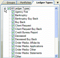 Invoices window - Ledger Types tab