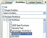 Invoices window - Portfolios tab