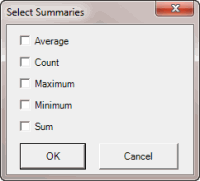 Select Summaries dialog box Select Summaries dialog box