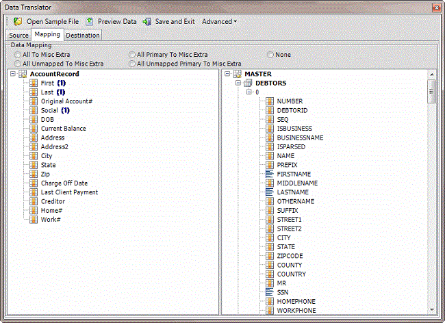 Data Translator window