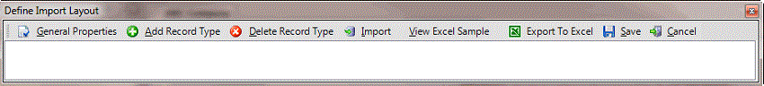 Define Import Layout window