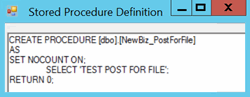 Stored Procedure Definition window