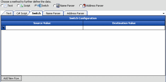 Define Destination Field Value dialog box - Switch tab