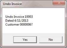 Undo Invoice dialog box