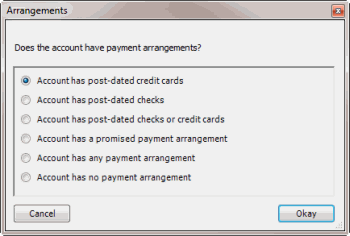Arrangements dialog box Arrangements dialog box