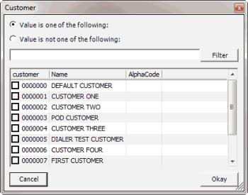 Customer dialog box Customer dialog box