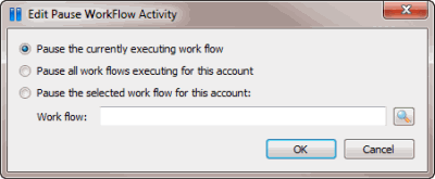 Edit Pause Work Flow Activity dialog box Edit Pause Work Flow Activity dialog box