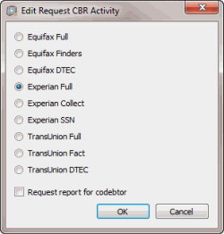 Edit Request CBR Activity dialog box Edit Request CBR Activity dialog box